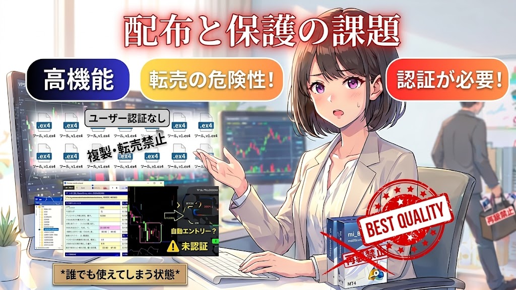 配布と保護の課題！誰でも使えてしまう状態！転売の危険性があるので認証は必須！